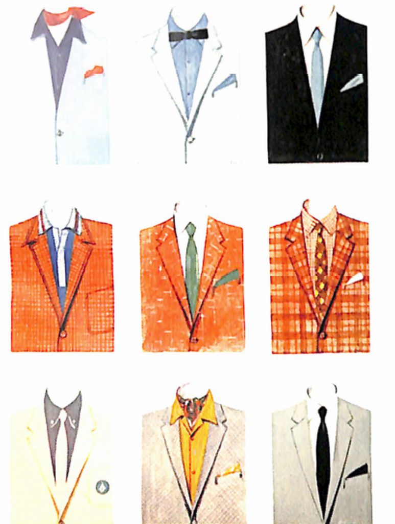 50〜60年代に流行した配色スタイル：62年春夏のVゾーン配色