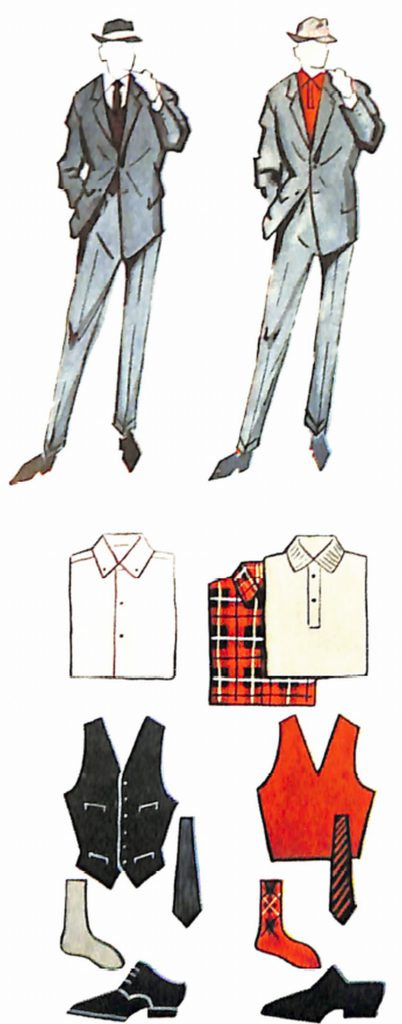 50〜60年代に流行した配色スタイル：ブルースーツのカラーコーディネート